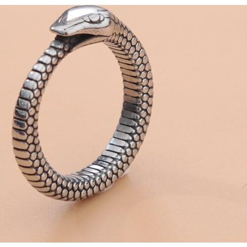 Retro Norse Mythology Men Ouroboros Ring Punk Stainless Steel Biker Animal Snake Ring For Men Women Fashion Viking Jewelry Gifts