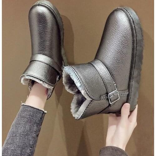 Fashion Winter Boots Women 2021 Thick Plush Warm Snow Boots Women Buckle Comfortable Outdoor Ankle Boots Casual Cotton Shoes