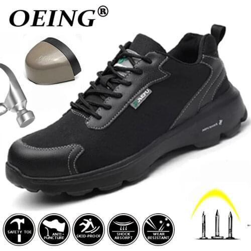Men woman Couple Work shoes Couple Breathable lace-up Steel Toe Anti-smashing anti-piercing Casual safety Boots insulation 2019