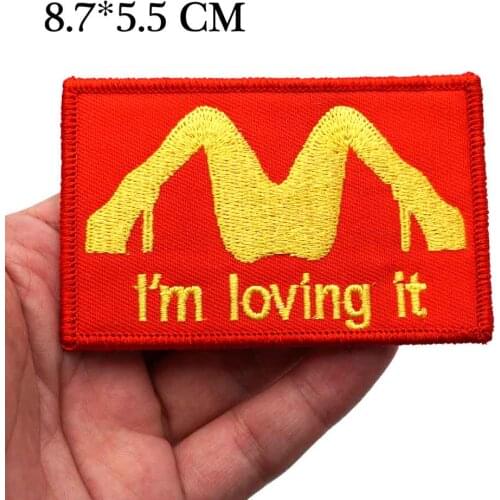 I'M LOVING IT Patch Embroidered Applique Sewing Label punk biker Patches Clothes Stickers Apparel Accessories Badge