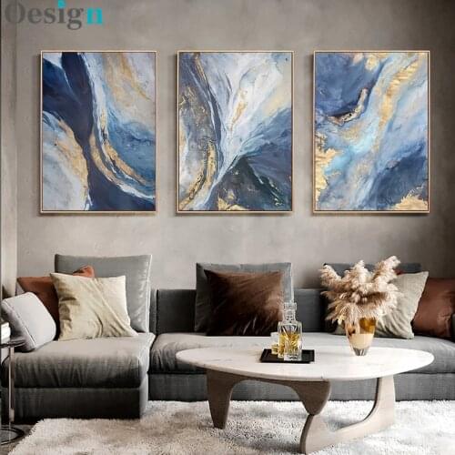 Hand Painted Wall Art Picture Abstract Blue Cloud Landscape Oil Painting Handmade for Living Room Bedroom Home Decor No Framed