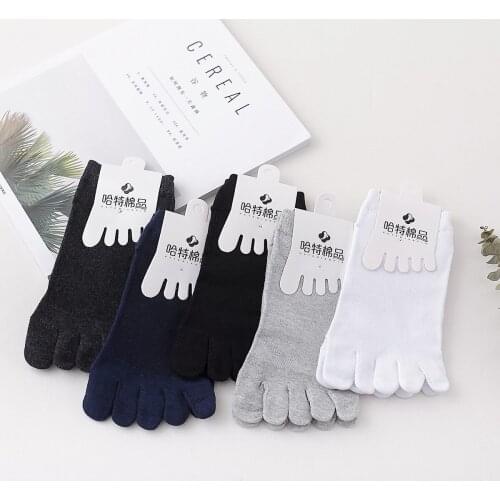Toe Socks Men Five Fingers Socks Breathable Cotton Cycling Sock Sports Running Solid Color Black White Grey Mens Soks Calcetines