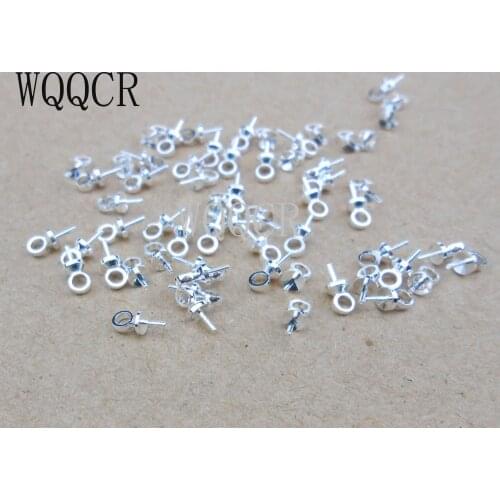 Wholesale 100PCS DIY Jewelry Findings 925 Sterling Silver colorBail Connectors Pendant Beads Cap For Pearl,Crystal Bead
