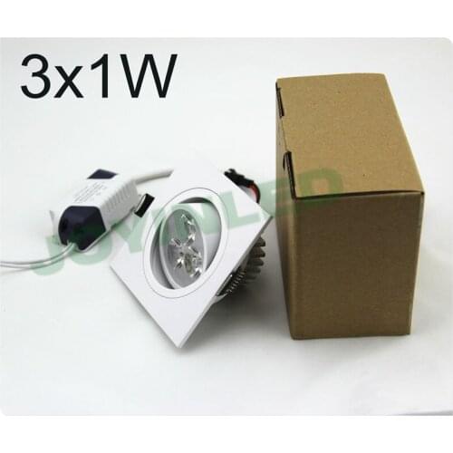 4pcs 3W Dimmable White shell Square recessed led ceiling down light lamp include driver kitchen bathroom indoor led lighting