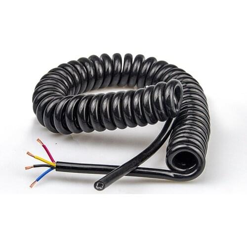 Spring Spiral Black Cable 4Cores 20/18/17/15AWG Stretchable Wire Shrinkable Cable Power Extension Cord