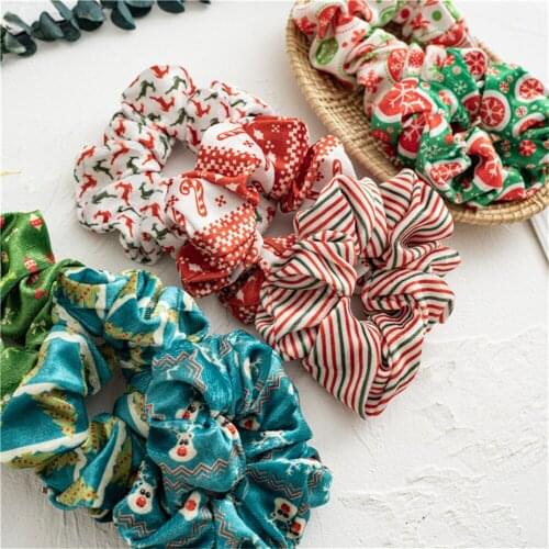 Autumn Winter Christmas Flannel Cartoon Hair Ring Hair Scrunchie Ponytail Hair Band Elastic Head band Women for Hair Accessories