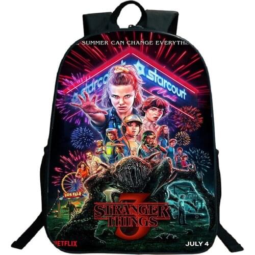 Stranger Things 3 Bag Students School Backpack Beautiful Pattern Travel Daily Backpack Galaxy Mochila for Women Girls Teens