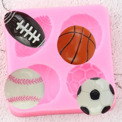 Sport Ball Silicone Molds Football Basketball Tennis Fondant Cake Decorating Tools DIY Party Candy Chocolate Gumpaste Moulds