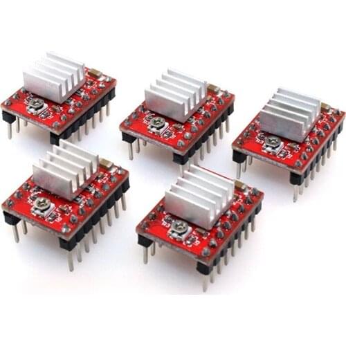 ABSF A4988 Compatible Stepper Stepstick Motor Diver Module With Heat Sink For 3D Printer Controller Ramps 1.4(Pack Of 5Pcs)