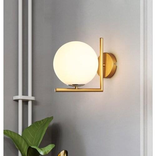 Transparent special round glass wall lamp, indoor lamp, bedside bathroom wall lamp, wall-mounted bedroom LED lamp decoration