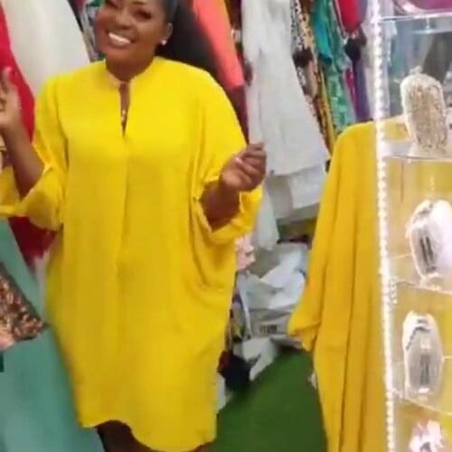 Loose African Dresses for Women 2021 Thicken Chiffon Midi Dress African Clothes Dashiki Sexy Ruffle Sleeve Robe Africaine Femme