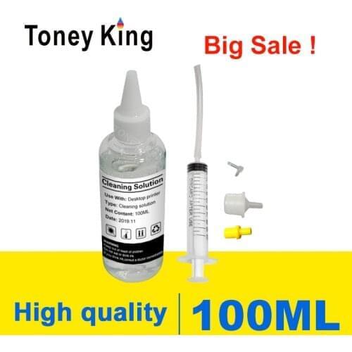 Toney King 100ML Bottle Printhead Cleaning Liquid Dye Ink With Syringe all tool For Canon Use On Cartridge Printer Head