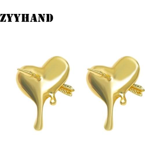 Solid Color Women Heart Shape Stud Earring Arrow Through Heart Fashion Lady Party Ear Jewellery