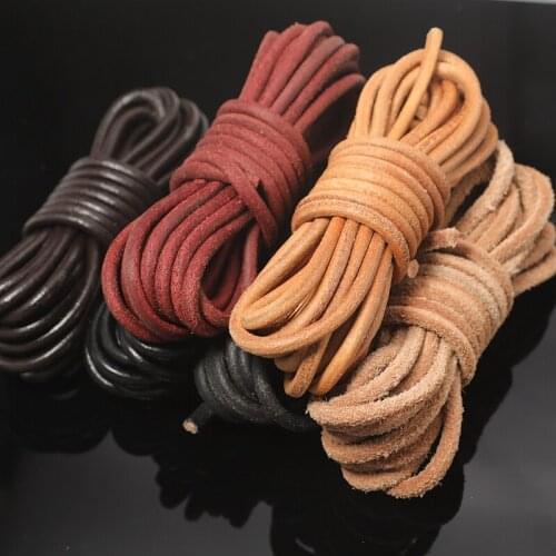 5meter/lot 5mm first layer vintage Cowhide Genuine leather rope,Leather strip rope for leather craft bracelet necklace luggage
