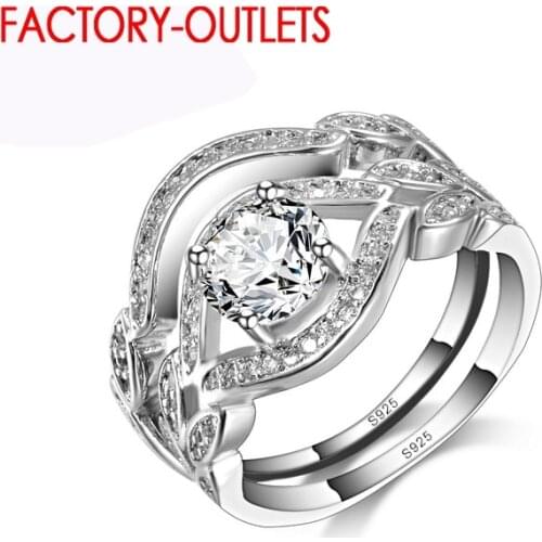 Vintage Rings Sets For Women Brand New 925 Crystal Engagement Wedding Finger Ring Set Jewelry