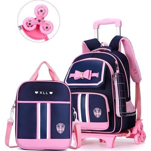 Big Capacity Trolley Backpacks Child School Bags For Teenage Girls Waterproof School Backpack Kids Travel Wheeled Bag