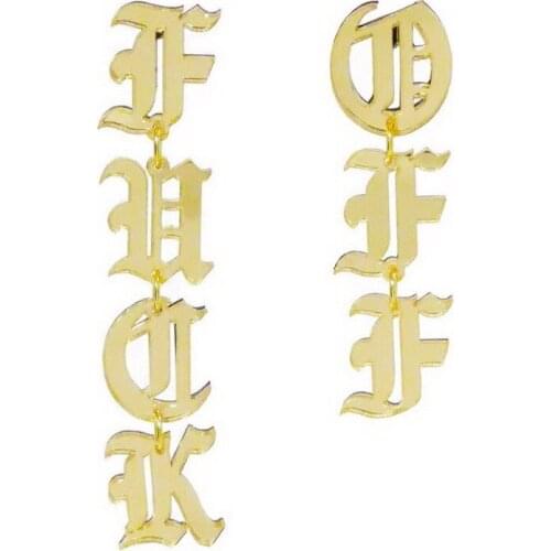 2019 New Gold Specular Neo-Gothic Font LOVE Drop Earrings For Women Fashion Vintage Long Acrylic Letter Earring Jewelry E19075