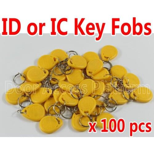 1 Order=100 pcs of Yellow color keyfobs, 125KHz EM ID Keychains or 13.56MHz MF IC Keytag for time attendance and access control