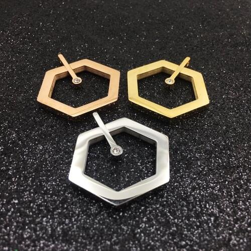 10pcs/Lot Real Stainless Steel Mirror Polish Hexagon DIY Charms Pendants for Jewelry Making Accessories 32*33mm