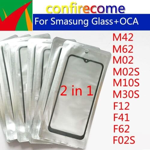 10Pcs\Lot For Samsung M02 M02S M10S M30S M42 M62 F02S F12 F62 F41 LCD Front Touch Screen Lens Glass with OCA Glue Replacement