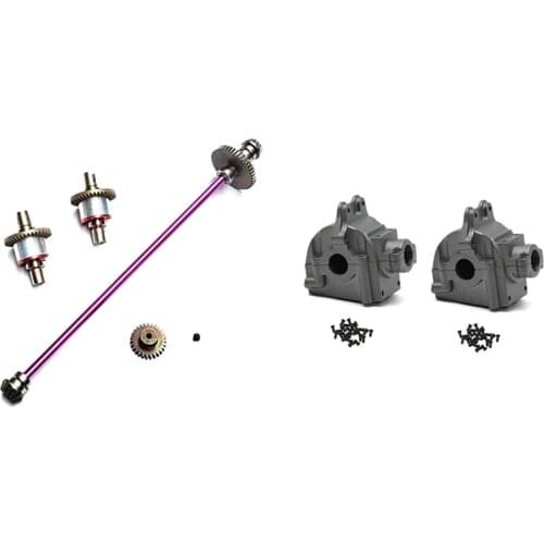 2Pcs Wave Box Gear Box Shell Cover With Main Axle Drive Shaft Differential Gear,For Wltoys 144001 1/14,124019 1/12 RC