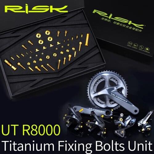 RISK 49pcs/set Titanium Alloy TC4 C Caliper+Brake+Front&Rear Derailleurs Bolts Screw for Shimano Ultegra R8000 Road Bike Bicycle