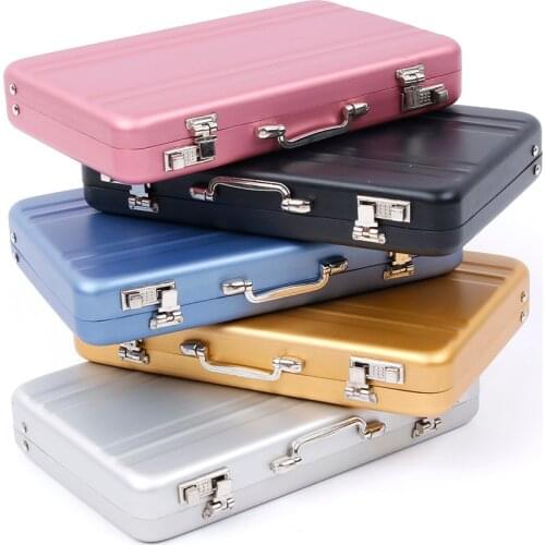 Aluminum Storage Box Business Id Credit Card Holder Mini Suitcase Bank Card Box Holder Jewelry Case Organizer Smart Wallet Hasp