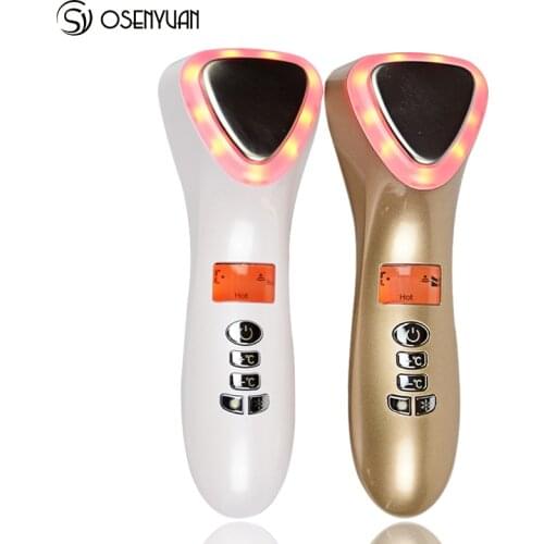 LED Cold Hot Facial Skin Care Device Ultrasonic Cryotherapy Face Massager Vibration Red Blue Light Ion Beauty Instrument
