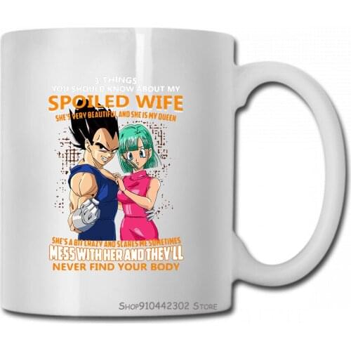 Dbz Vegeta And Bulma 3 Things You Should Know About My Wife Funny Black Mug Cup Women Men