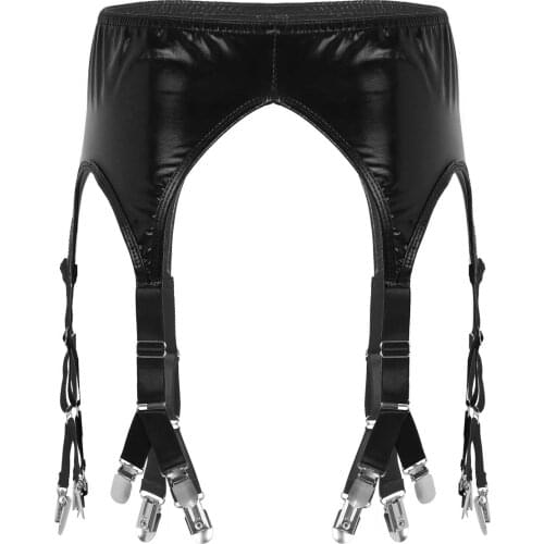 Women Punk Shiny Metallic Garter Belts Harajuku Metallic Body Garter Belt Harness Tight Suspender Strap Leg Harness Bondage Belt