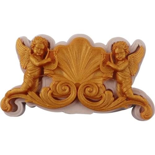 European Style 2 Angel Silicone Fondant Chocolate Resin Sugarcraft Mold For Pastry Cup Cake Decorating Kitchen Accessories