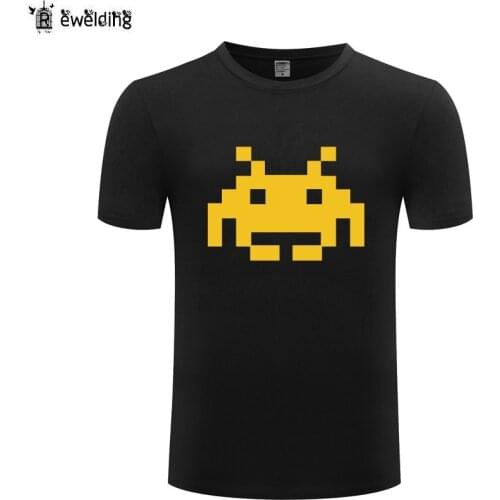 Game Space Invader Printed Men T Shirt Funny Summer T Shirts Men Cotton Short Sleeve Tshirt Streetwear Tee Shirt Homme Tops Tees