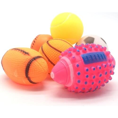 Dog Toy Squeak Sound Dogs Ball Rubber Rubgby Football Basketball Interactive Toys For Dogs Small Medium Large Pets Toy Supplies