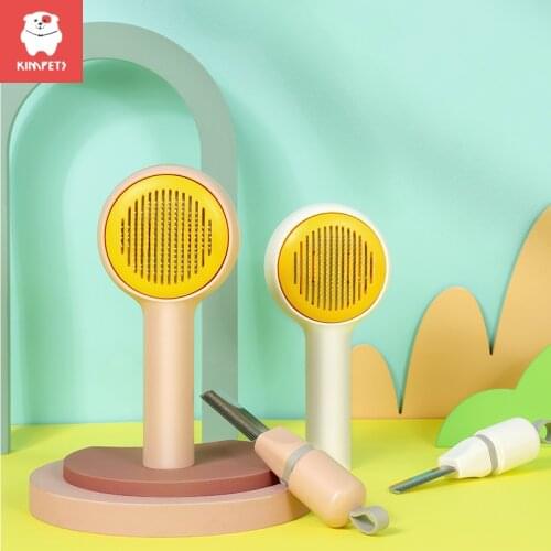 KIMPETS Pet Cat Combing Brush Dog Combing Hair Opening Knot and Removing Floating Hair 2-in-1 Cat Comb Cats Hair Cleaner