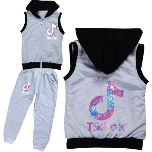 TIK TOK Winter Autumn Childrens Vest+Pants Suit Clothes Boys Girls Cotton 2 Piece Suit Kids Sports Sweater Sets