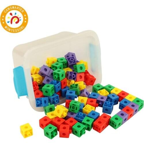 Montessori Material Educational Math Toys Cube Link Block With Box Plastic Kindergarten Kids Teaching Aid
