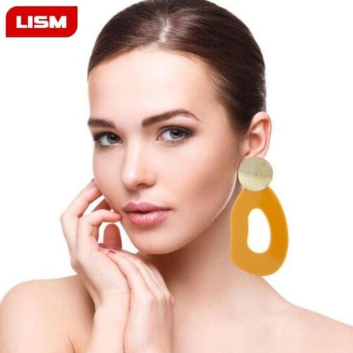 Fashion Boho Bohemian Women exaggerated large Circular multiple Spelling pattern drop acetic acid plate earrings