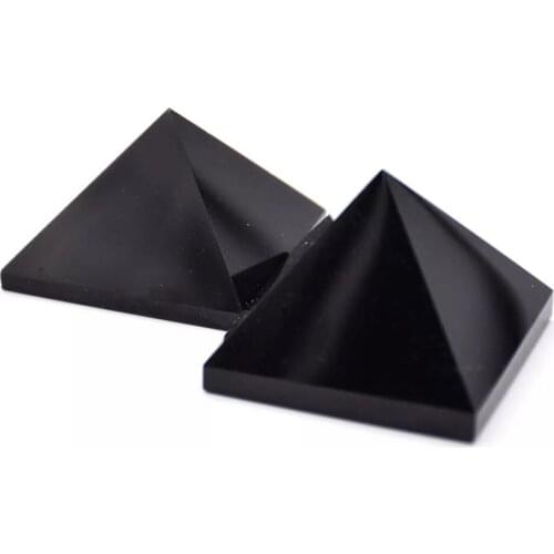 MOKAGY Natural Black Obsidian Polyhedral Crystals Quartz Stone Pyramid 40mm-60mm 1pc