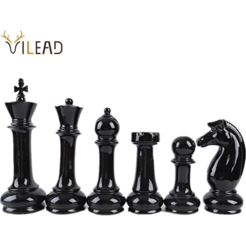 VILEAD Six-Piece Set Ceramic International Chess Figurines Creative European Craft Home Decoration Accessories Handmade Ornament
