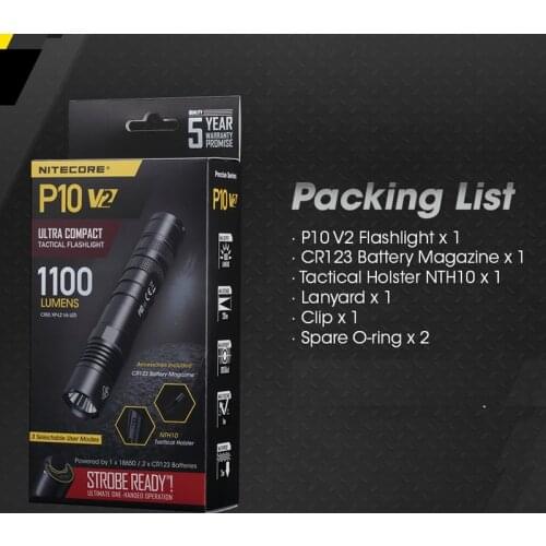 NITECORE P10 V2 LED Tactical Flashlight include USB Charger Port 18650 Battery for Outdoor Hunting Waterproof EDC Torch