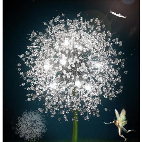 Dandelion Crystal Chandelier Light LED Hanging Lamp Dandelion Cristal Chandelier Lighting for Living Dining Room Decoration