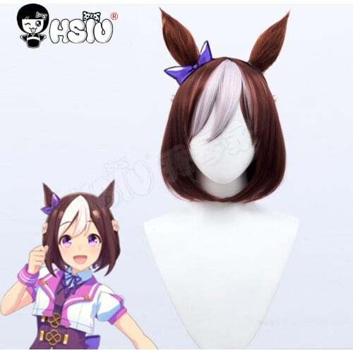 Special Week cosplay wig Anime Umamusume Pretty Derby cosplay「HSIU 」Fiber synthetic wig Chocolate brown short hair Free wig Cap