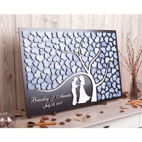 Personalized Rustic Wedding Guest Book Alternative 3D Wedding Guestbook Bride and Groom Silhouette Custom Wedding Decor