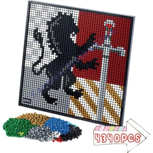 New 4340PCS Painting Film Pixel Art Mosaic ART Image Building Blocks Bricks 4 Type 3 In 1 MOC DIY Toys Decoration Animal