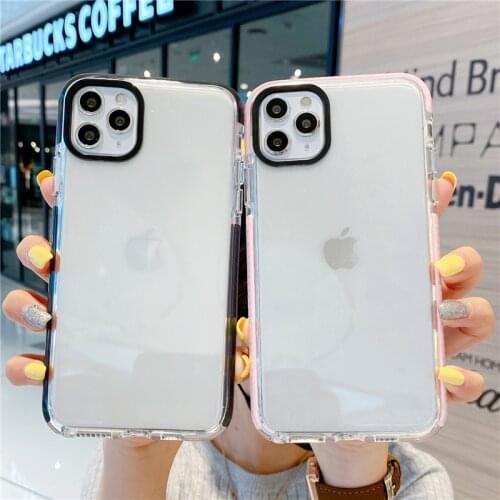 Wholesale Shockproof Thick Silicone TPU Phone Case For iphone 12 Pro Max 11 Pro X Xs Max XR 12 SE Black Clear Full Protect Cover