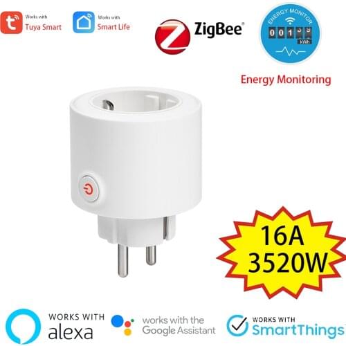Tuya Power Energy Monitoring ZigBee 3.0 Plug Socket Alexa Google Timer Countdown Surge Protector works with Tuya SmartThings Hub