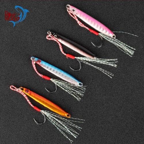 RoseWood Fishing bait Assist Jig Flat Side Metal Speed 7g Knife Jig with Mustard Assist Hooks