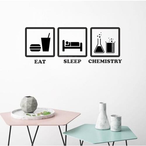 Science Art Eat Sleep Chemistry Pictogram Vinyl Wall Decal Ideal Gift for Teachers Educational Removable Wall Stickers Teen Z214