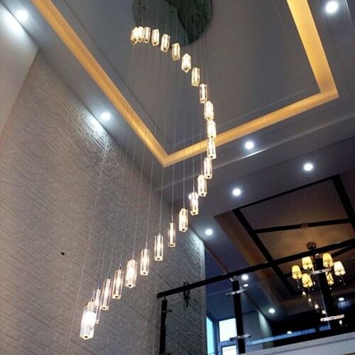 Modern Long Stair led lights Pendant Lights for Staircase living room party Ladder Spiral Nordic hanging lamp bedroom lighting