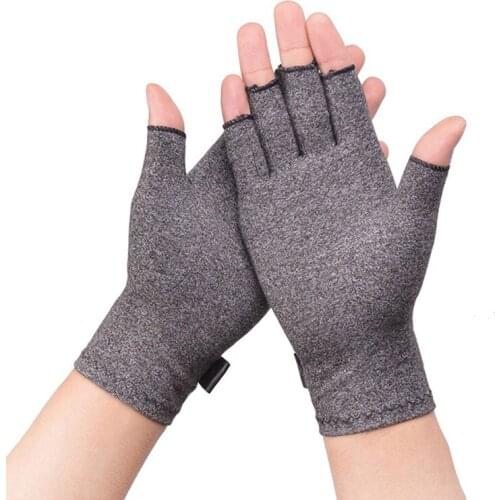 Sports Indoor Health Care Pressure Arthritis Gloves Rehabilitation Half-finger Non-slip Dispensing Joint Strain Copper Fiber New
